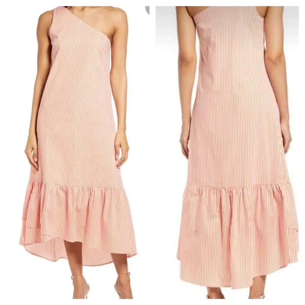 Fourteenth Place Strip One-Shoulder Dress